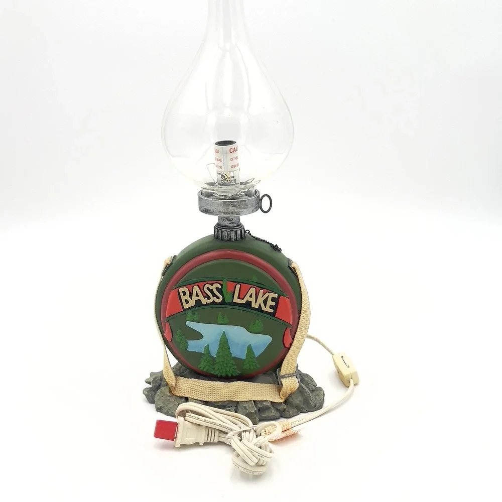 Bass‎ Lake Table Lamp Cabin Decor Fishing Lodge Light Rustic Outdoors Theme